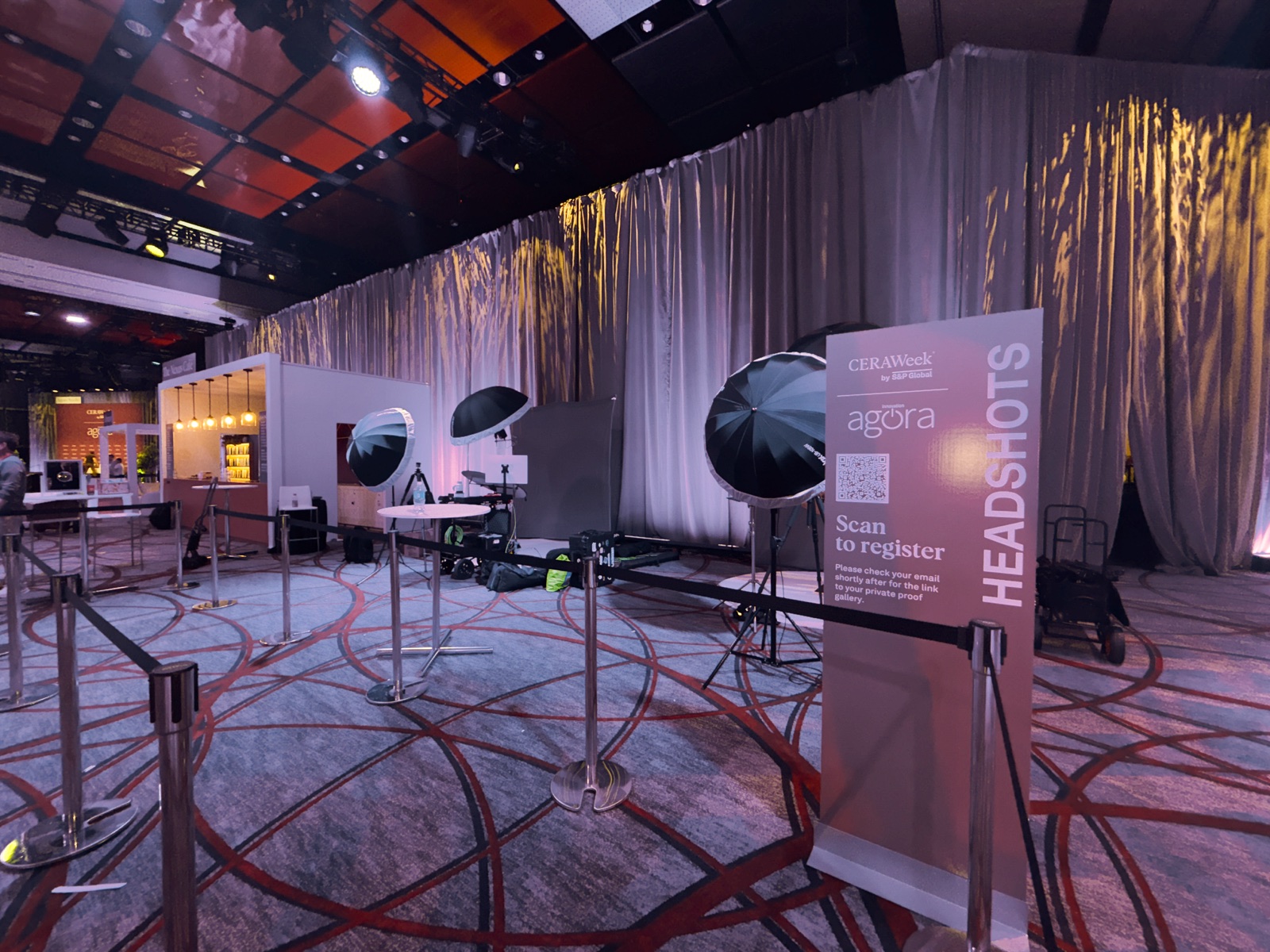 Event headshot booth setup at a conference venue — Dallas