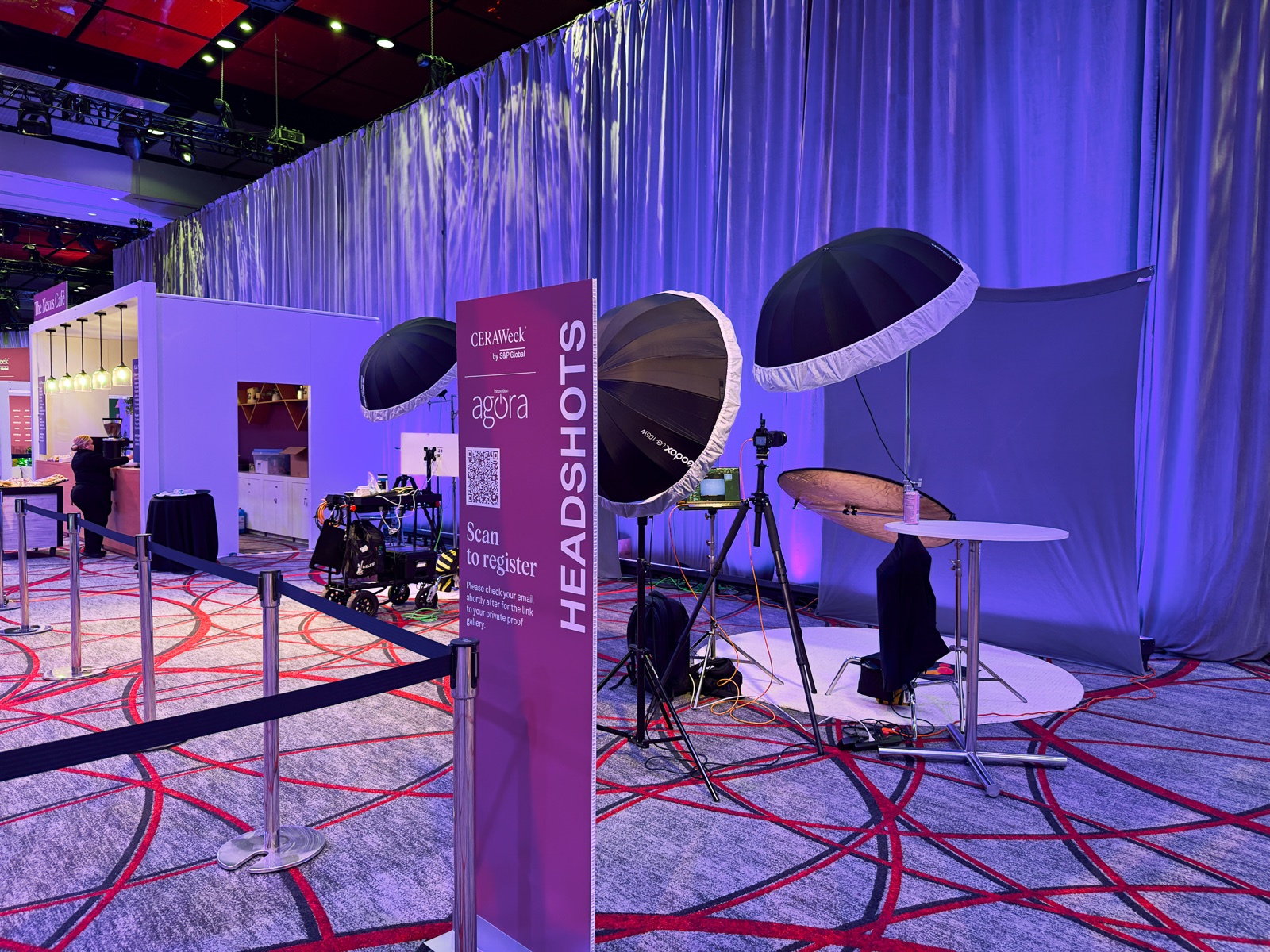 Event headshot booth ready for conference attendees